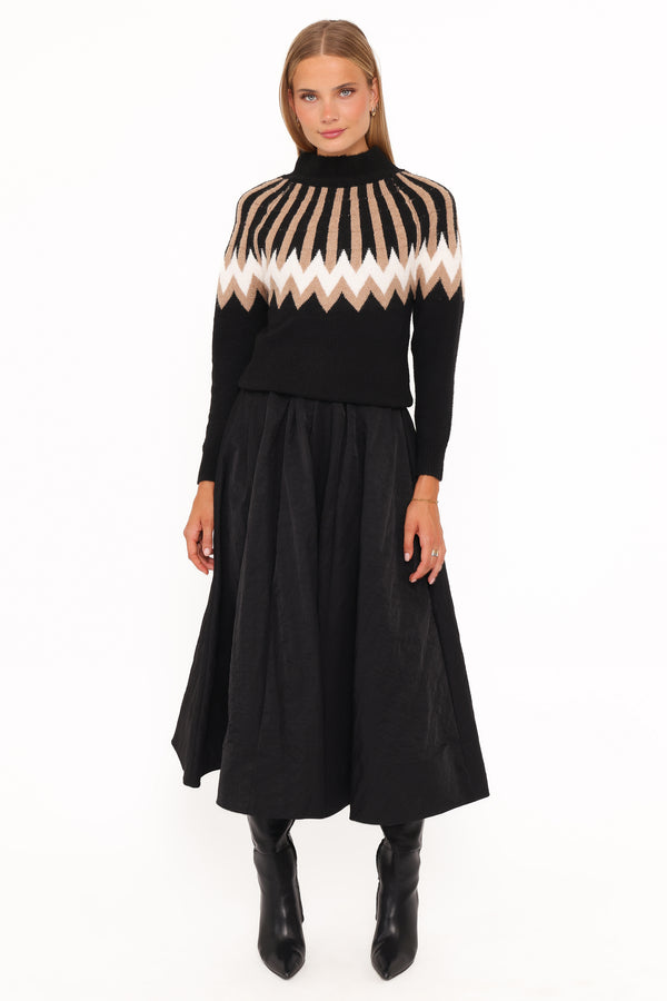 Donner Fairisle Mockneck Sweater - Black - Image 5