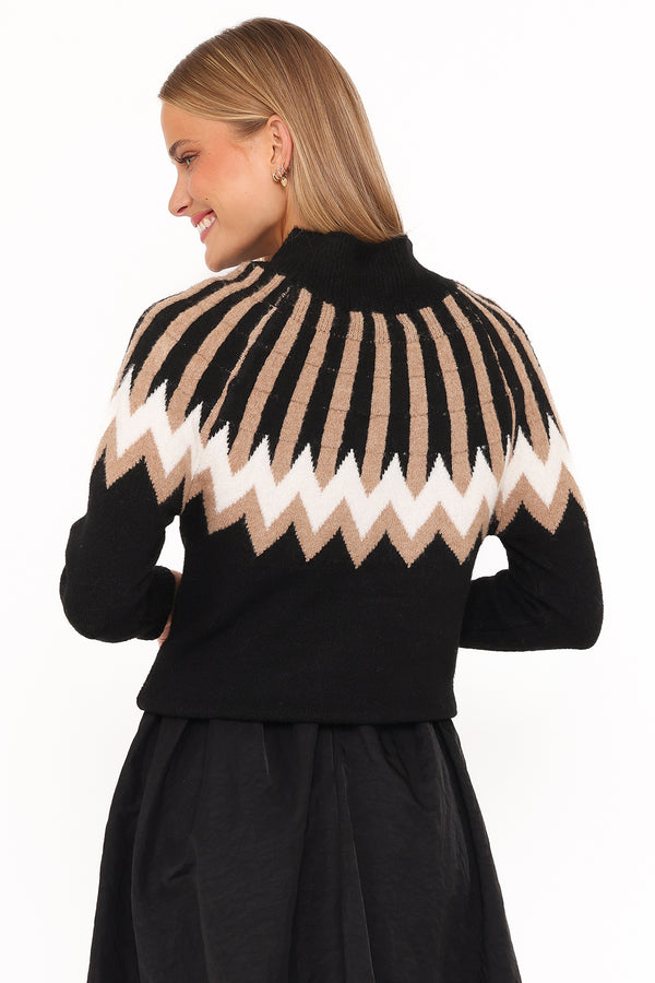 Donner Fairisle Mockneck Sweater - Black - Image 4