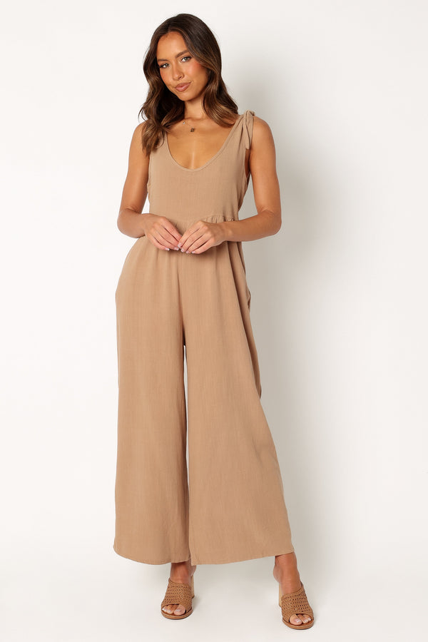 Ayla Linen Jumpsuit – Mocha